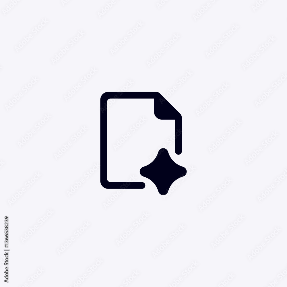 Poster ai document icon featuring a star. ideal for representing ai applications and digital platforms.