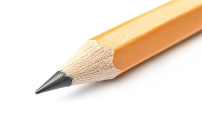 Close-up Yellow Pencil Tip on White