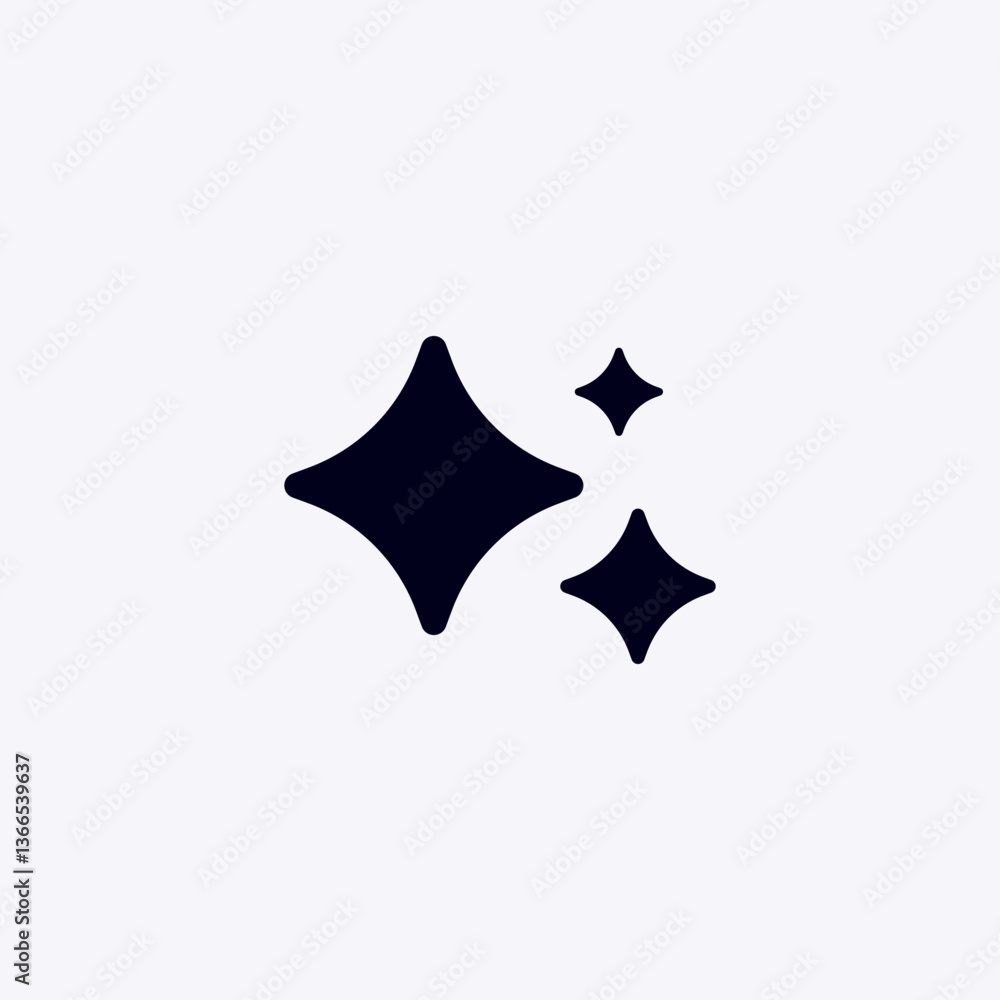 Poster ai icon sparkles with clean lines representing technology advancement and innovation focus.