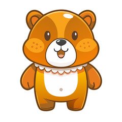 a charming cartoon bear smiling brightly with its eyes looking forward, bringing delight and joy to viewers