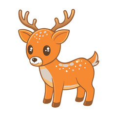 a cute cartoon deer with big eyes and antlers