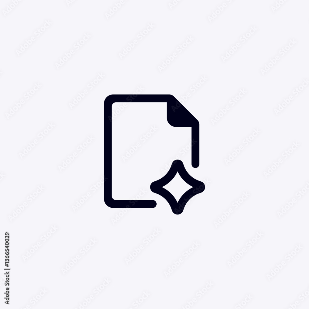 Aufkleber ai icon featuring a magic wand and sparkle on a file symbol, representing ai-generated content.