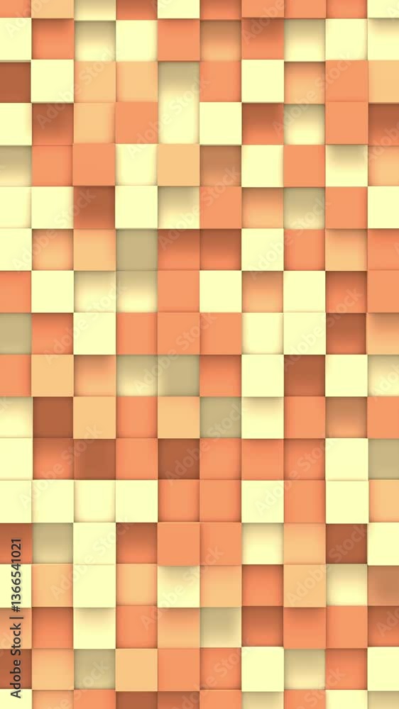 Poster orange yellow small box cube random geometric background. abstract square pixel mosaic illustration.