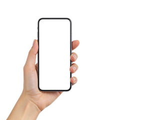 main qui tient un téléphone png