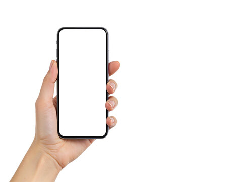 main qui tient un t&eacute;l&eacute;phone png isol&eacute;.