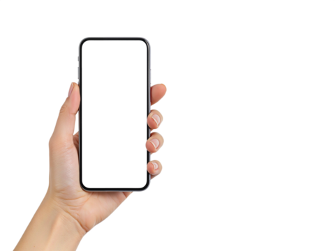 main qui tient un téléphone png