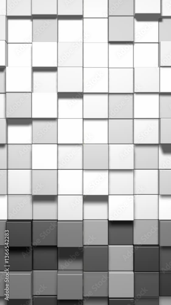 Poster 3d abstract cubes loop. video game isometric geometric mosaic waves pattern. construction of hills l