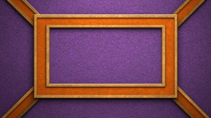 Fototapeta premium Abstract Geometric Design With Purple Textured Background And Metallic Orange And Gold Frame