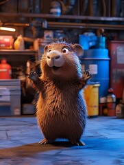 Capybara in Garage