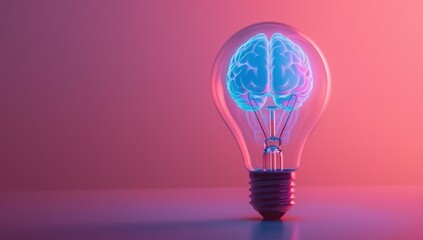 Fototapeta premium Brain in Lightbulb - Idea and Inspiration