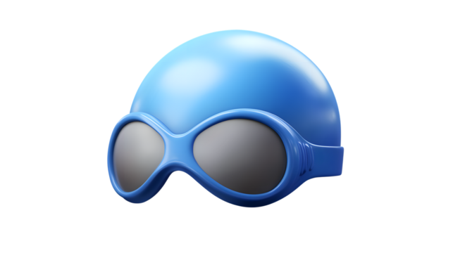 Blue Swimming Goggles and Cap Set for Aquatic Sports and Activities