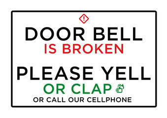DOOR BELL IS BROKEN, READY TO PRINT. A4. SIGNBOARD