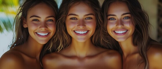 Fototapeta premium Three Beautiful Women Smiling Outdoors.