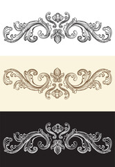Set of hand drawing design elements. Vector isolated illustration. Vintage decorative baroque monogram, architectural detail in old fashioned style for decoration, cards, wedding, print and design