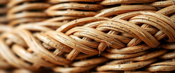 Close-up of tightly woven basket texture, showing intricate detail and natural fibers, rustic, texture
