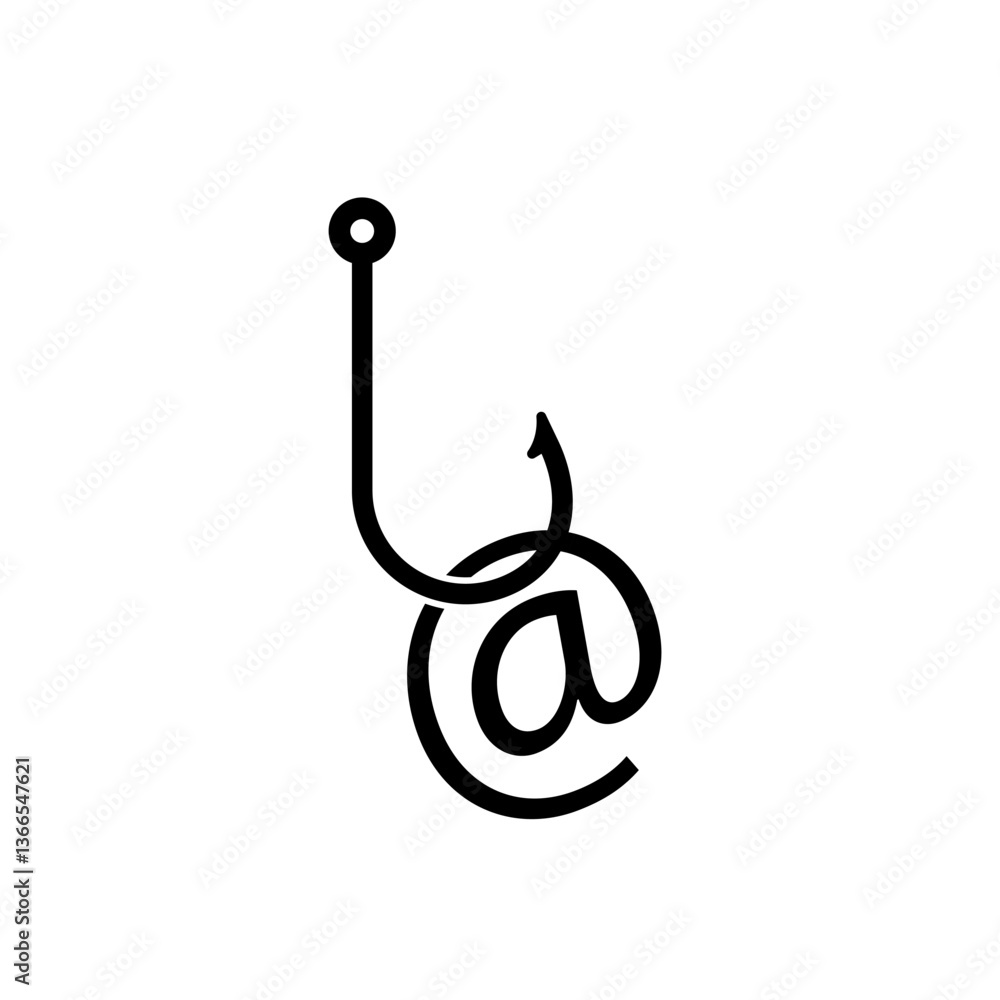 Poster a black hook shaped like a musical note, showcasing a clever typography design with a loop.
