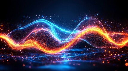 Abstract fiery blue wave glow.