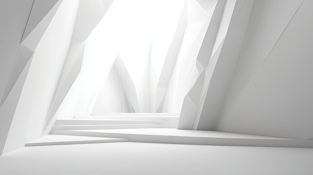 Abstract white architecture background modern design interior wall geometric shapes bright light clean space