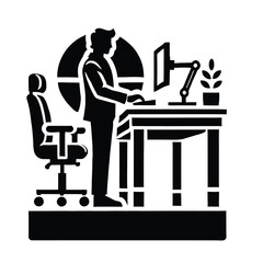 Fototapeta premium Remote Work Silhouette