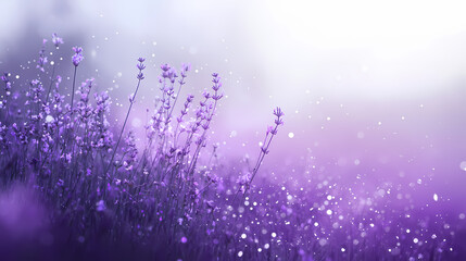 Glittering lavender mist on a mystical meadow, shine, sparkles, mist. Mystic Radiance. Illustration