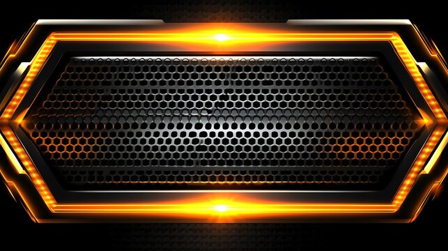 A futuristic abstract design featuring hexagonal shapes and glowing light