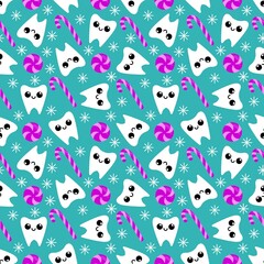 Medicine seamless teeth Christmas pattern for wrapping paper and fabrics and linens