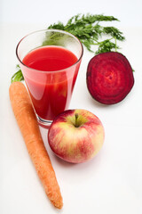 ABC juice. Healthy Juice. A glass of juice with apple, carrot, beetroot