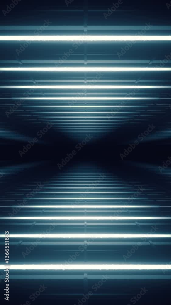 Poster abstract blue white futuristic background. space from glowing neon light tubes of astera on a black 