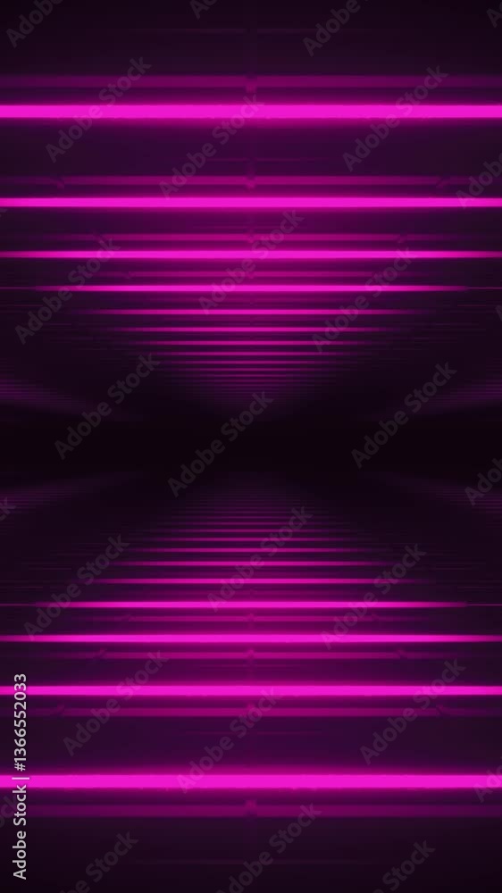Poster abstract pink futuristic background. space from glowing neon light triangle tubes of astera on black
