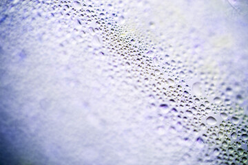 Water Condensation Small Bubbles Moisture on a Glass Window Close up Abstract Background