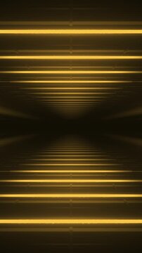 Abstract orange futuristic background. Space from glowing neon light triangle tubes of astera on black background. Technology, VJ concept. Led lamp. Horizontal view. Seamless loop 3d animation of 4K