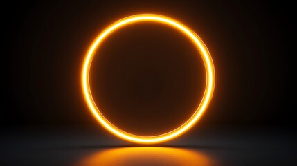 A bright orange neon ring glowing brightly in a dark setting