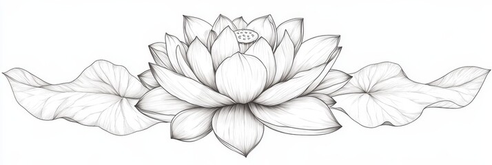 Fototapeta premium Elegant lotus flower blossoms with delicate leaves.