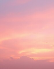 Fototapeta premium Soft pastel pink sunset sky panorama, delicate clouds, gentle light, image, design, delicate