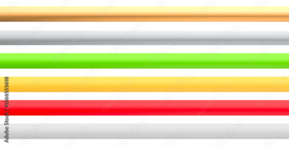Poster colored security warning tapes, 3d rendering isolated on transparent background