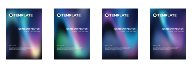 Four Gradient Poster Templates Creative Mesh Design