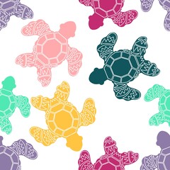 Ocean summer animals seamless turtles pattern for wrapping paper and fabrics and linens and kids clothes