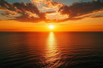 Fototapeta premium Fiery Sunset Over Ocean (2)