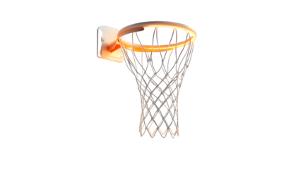 Glowing Basketball Hoop with Net on Black Background for Sports and Fitness Themes