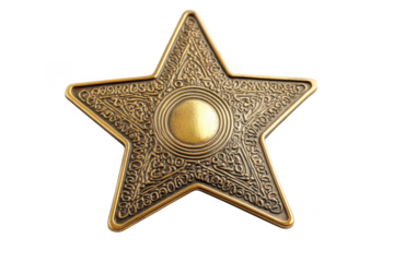 Ornate golden star medal with intricate design