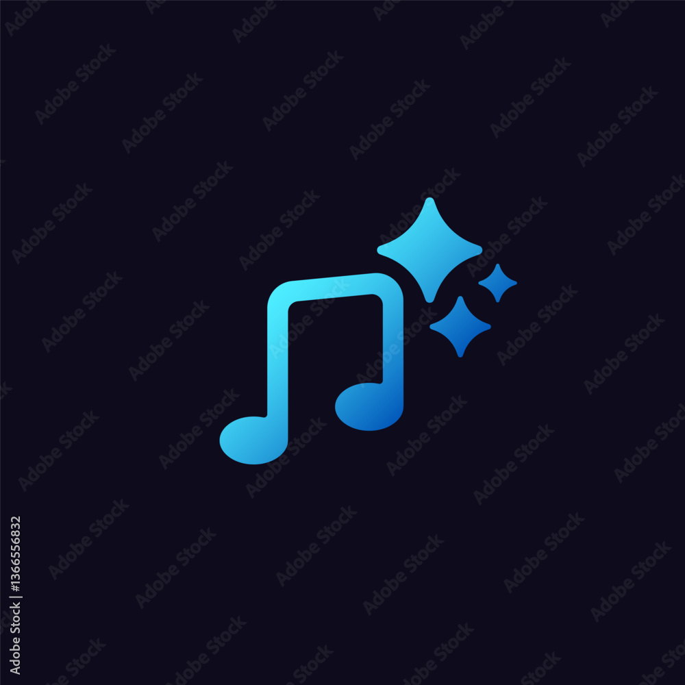 Poster ai music icon with gradient color and stars representing technology and innovation.
