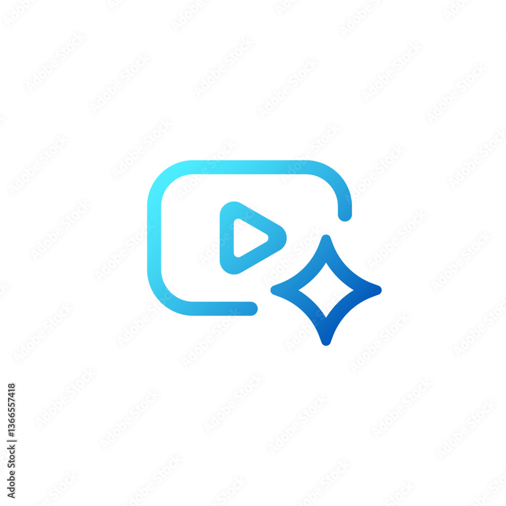 Poster ai icon featuring a play button combined with a star, symbolizing innovative technology usage.
