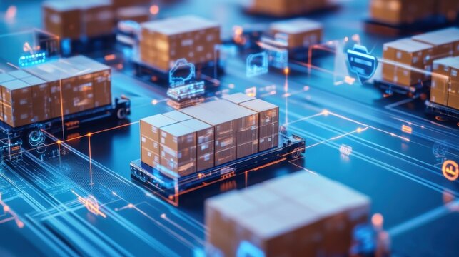 An AI powered system enhancing supply chain management by analyzing demand data, AI-assisted inventory control, and real-time logistics tracking for optimized product flow