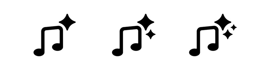 Ai musical notes with stars, perfect for digital sound, media applications, and user interface design.