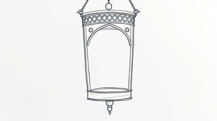 Obraz premium Sketch of an ornate hanging lantern with detailed embellishments