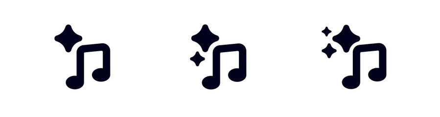 Ai-themed icons featuring music notes with star accents, symbolizing creativity and innovation. © Oleksii Bezrodnii