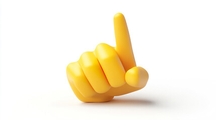 Bright Yellow 3D Finger Cursor Icon on White Background for UI and Web Design Projects