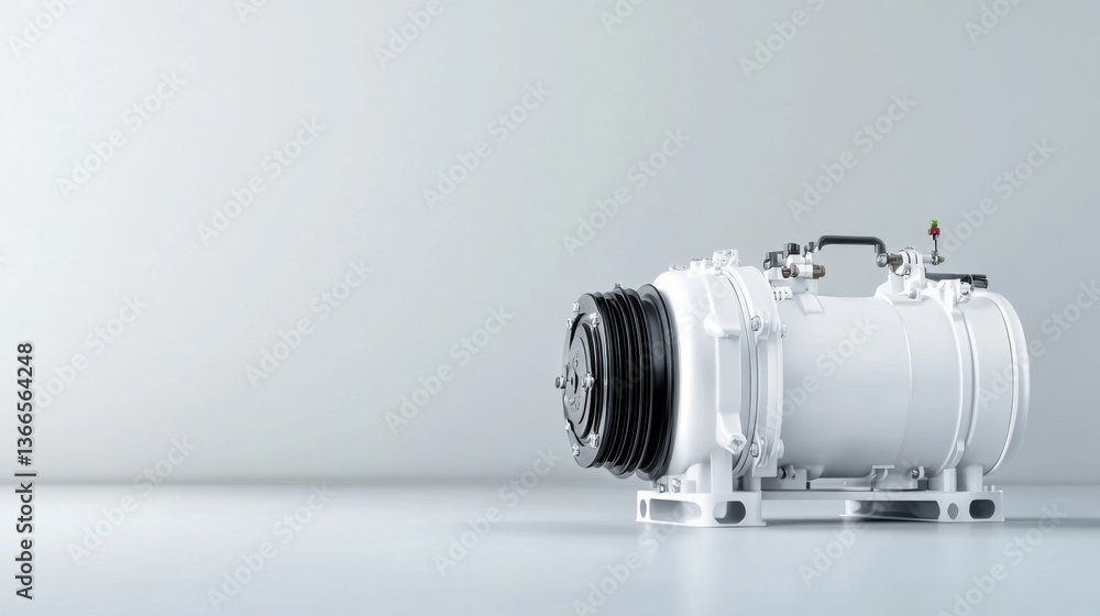 Poster high-quality image of industrial compressor on minimalist background for engineering and technology 