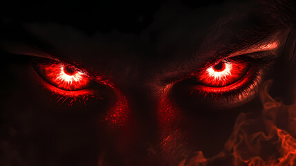 Intense glowing red eyes emerging from darkness. Phantom Shimmer. Illustration