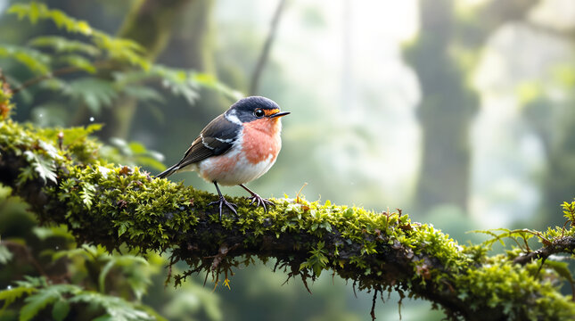 Pink Robin &ndash; A Misty Enchantment in Tasmania&rsquo;s Frosty Rainforest. 